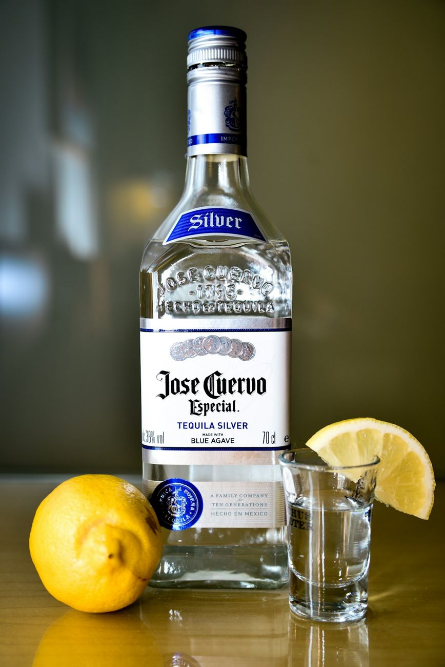 Silver tequila bottle